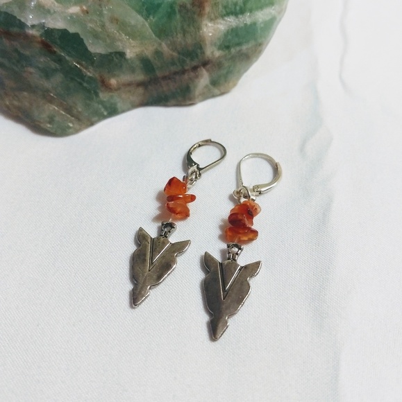 FREE W PURCHASE Red Carnelian Arrowhead Earrings